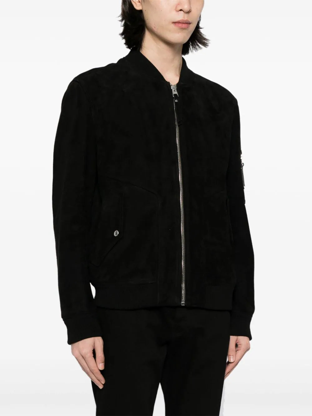 HUGO MEN Suede Regular-Fit Bomber Jacket Black - MAISONDEFASHION.COM