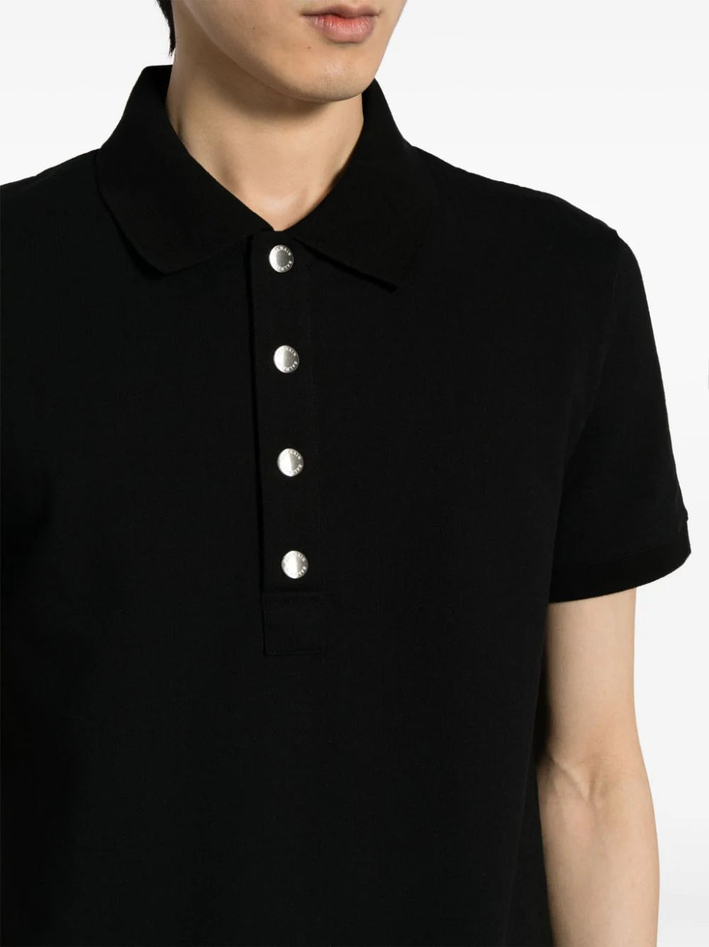 BALMAIN MEN Monogram Cotton Pique Polo Shirt Black - MAISONDEFASHION.COM