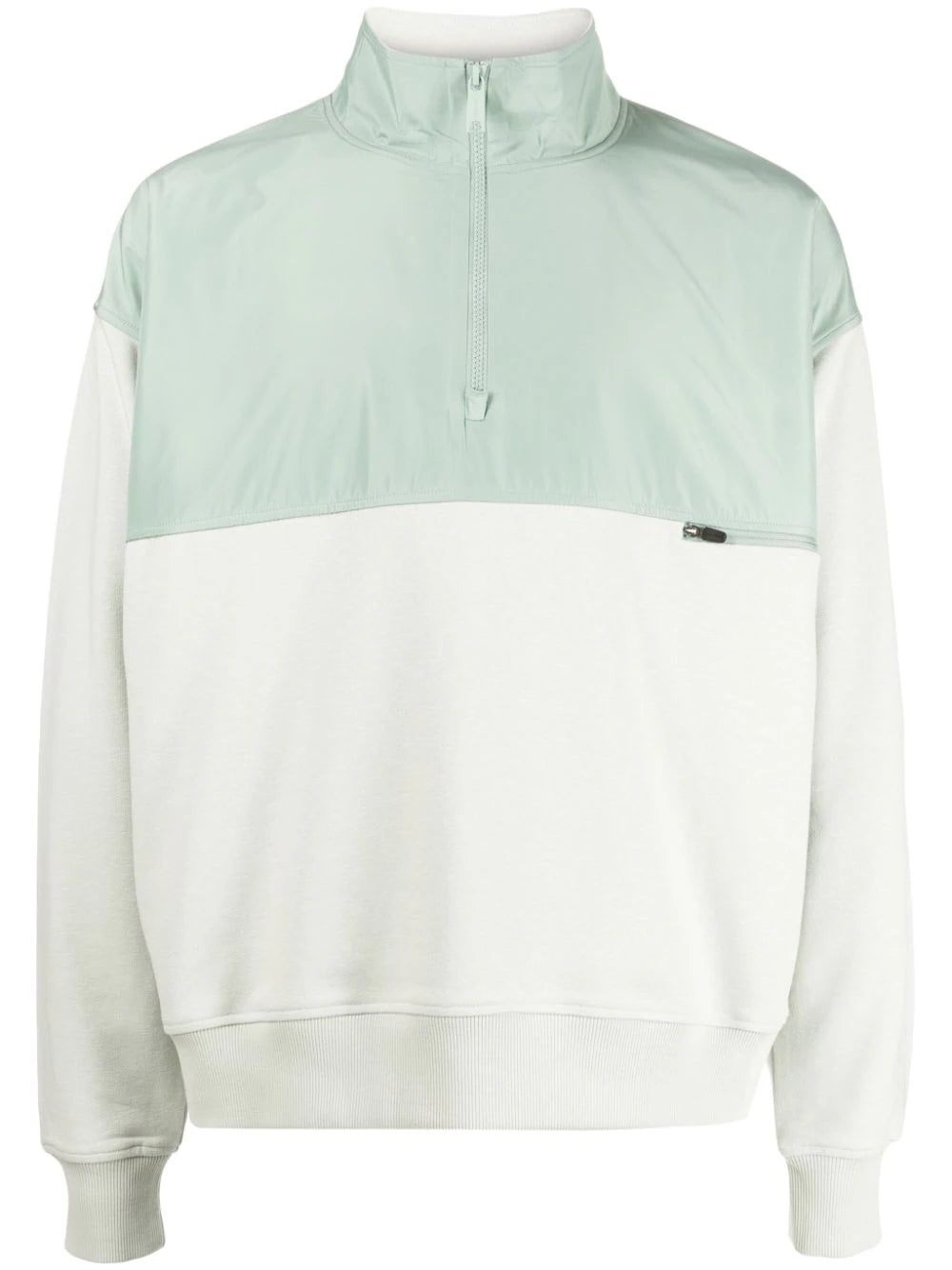 ALPHA TAURI MEN Shybo Knit Half-Zip Panelled Sweatshirt Sage Light Green - MAISONDEFASHION.COM