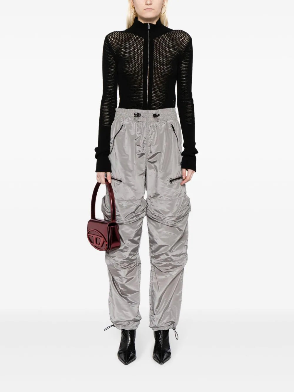DIESEL WOMEN P-Windal Trousers Grey - MAISONDEFASHION.COM