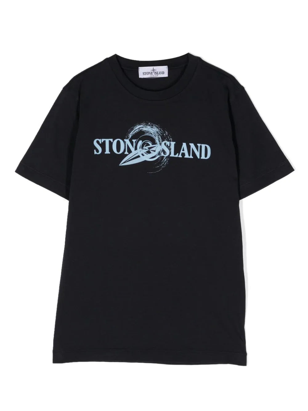 STONE ISLAND KIDS Compass Swirl Logo Graphic Print Cotton T-Shirt Navy - MAISONDEFASHION.COM