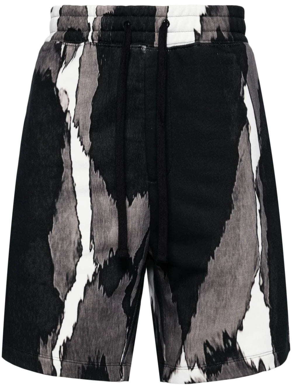 HUGO Daverar Jersey Cotton Abstract-Print Cotton Track Pants  Black Grey - MAISONDEFASHION.COM