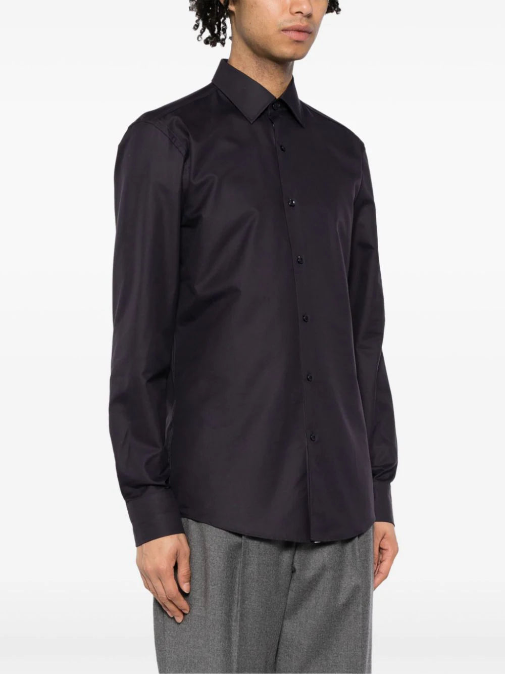 BOSS H-Hank Slim-Fit Long-Sleeved Cotton Shirt Navy - MAISONDEFASHION.COM