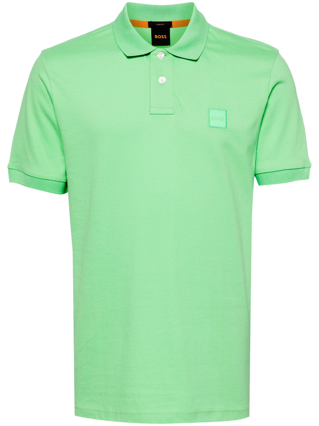 BOSS Passenger Logo Patch Pique Polo Shirt Bright Green - MAISONDEFASHION.COM