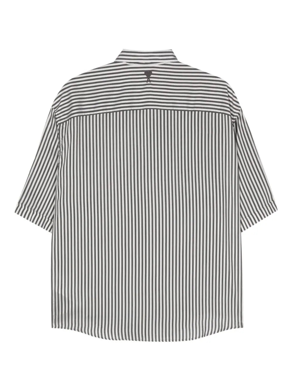 AMI ALEXANDRE MATTIUSSI Boxy Fit Short Sleeves Shirt Chalk Black - MAISONDEFASHION.COM