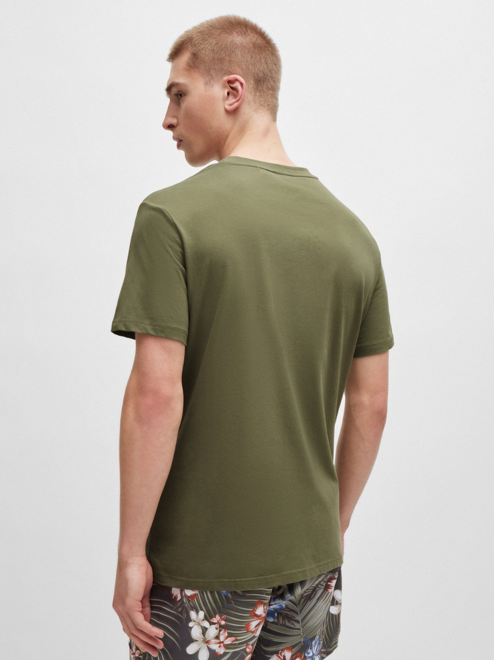 BOSS MEN Logo-print Cotton Regular-fit T-shirt Green Khaki - MAISONDEFASHION.COM