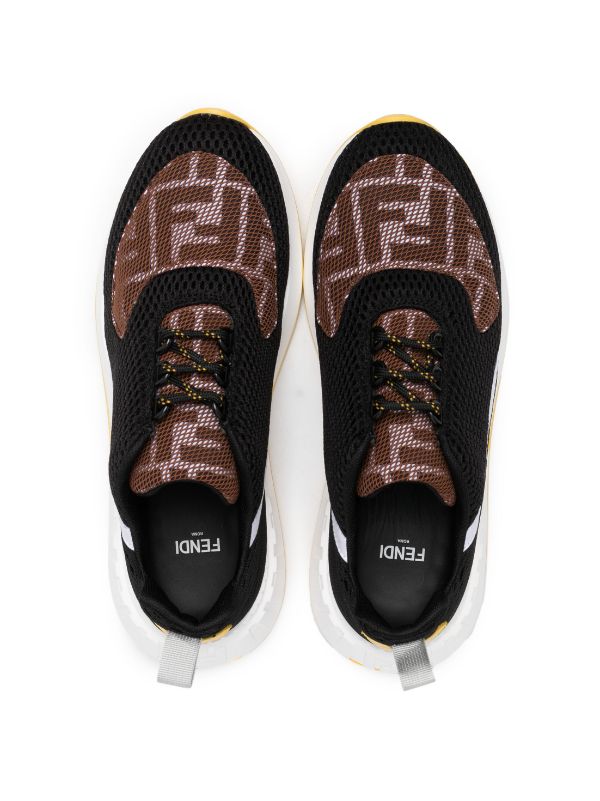 FENDI KIDS Boys FF Logo Low Top Sneakers Brown - MAISONDEFASHION.COM