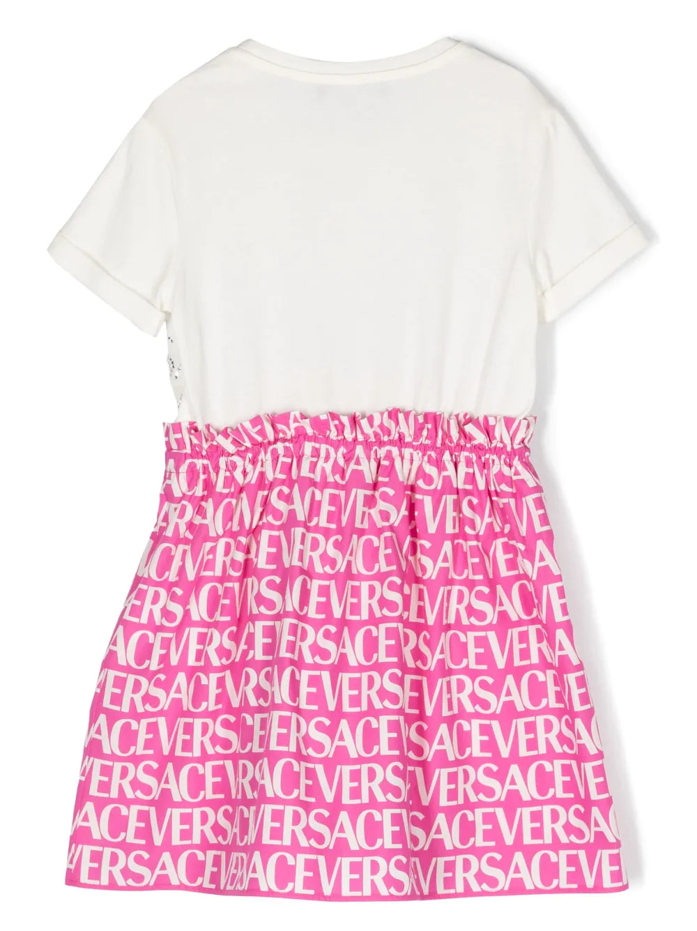 VERSACE KIDS Logo-print Crystal-embellished Dress White/Pink - MAISONDEFASHION.COM