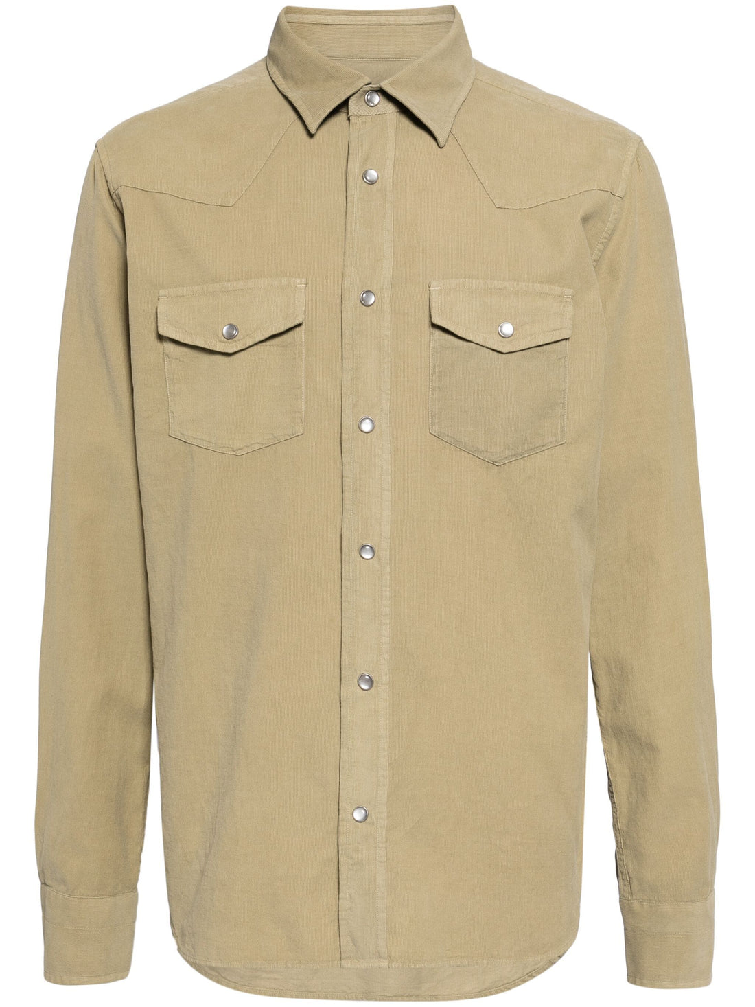 TOM FORD Cotton Long Sleeved Buttoned Shirt Green Dusty Tan - MAISONDEFASHION.COM