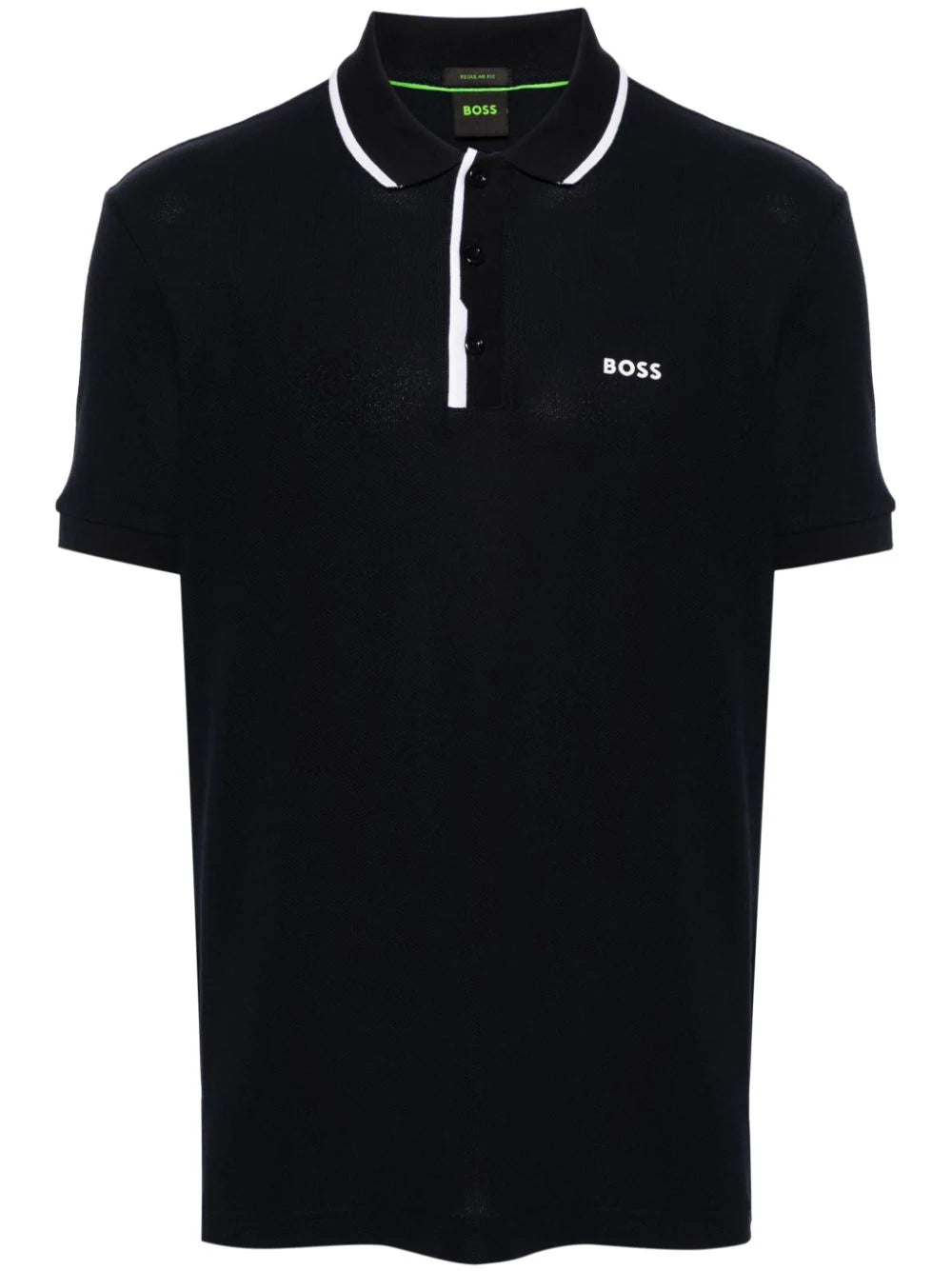 BOSS Paddy 2 Logo Print Pique Polo Shirt Dark Blue - MAISONDEFASHION.COM
