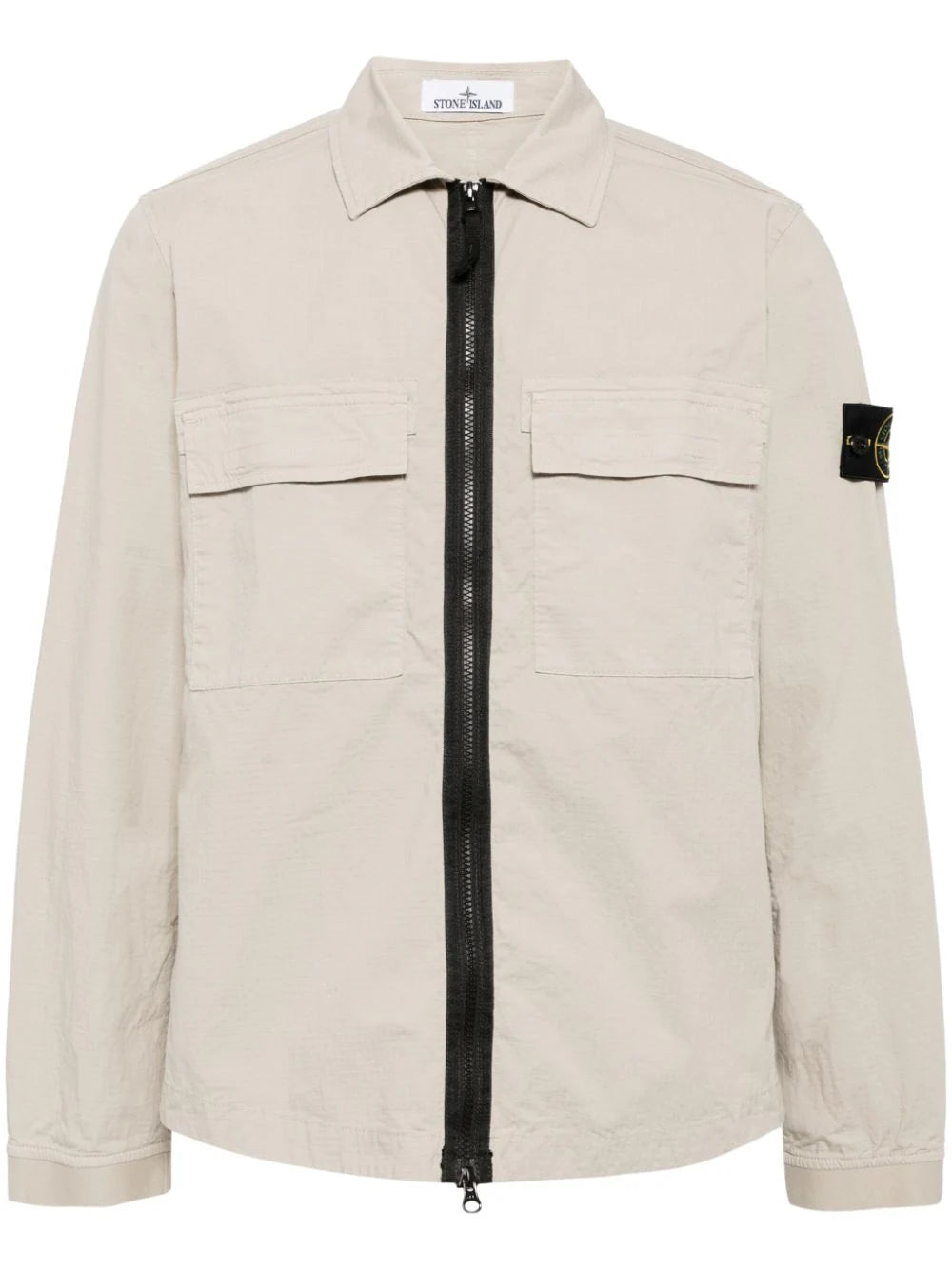 STONE ISLAND Double Pocket Regular Fit Overshirt Beige MAISONDEFASHION.COM