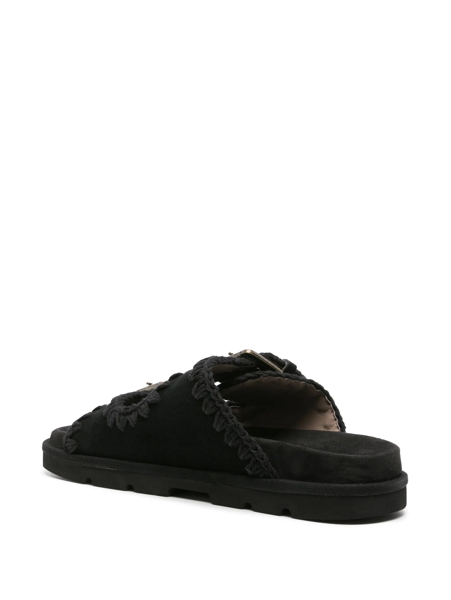 MOU WOMEN Low-Bio Double Buckle Sandals Black/Black