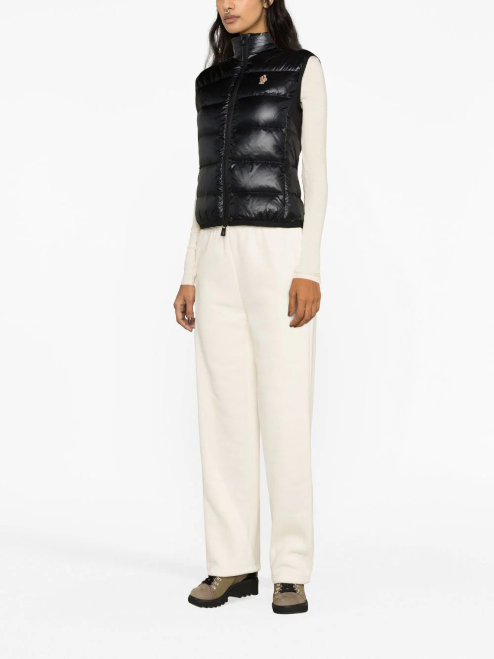 MONCLER GRENOBLE WOMEN Fleece Down Gilet Black MAISONDEFASHION.COM