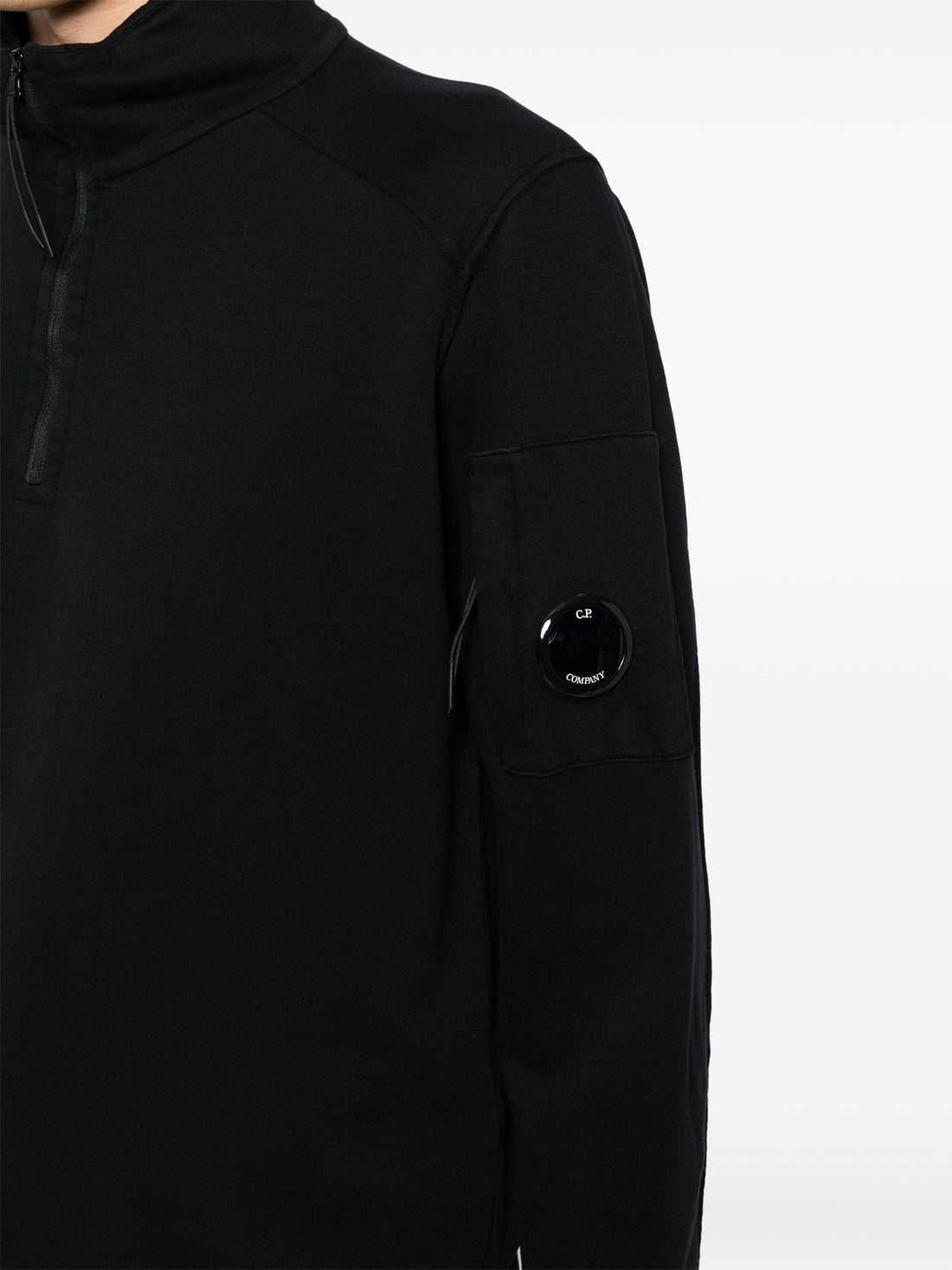 C.P. COMPANY Logo Lens Patch Detail Half Zip Sweatshirt Black