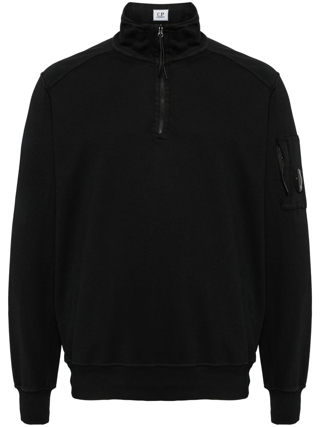 C.P. COMPANY Logo Lens Patch Detail Half Zip Sweatshirt Black