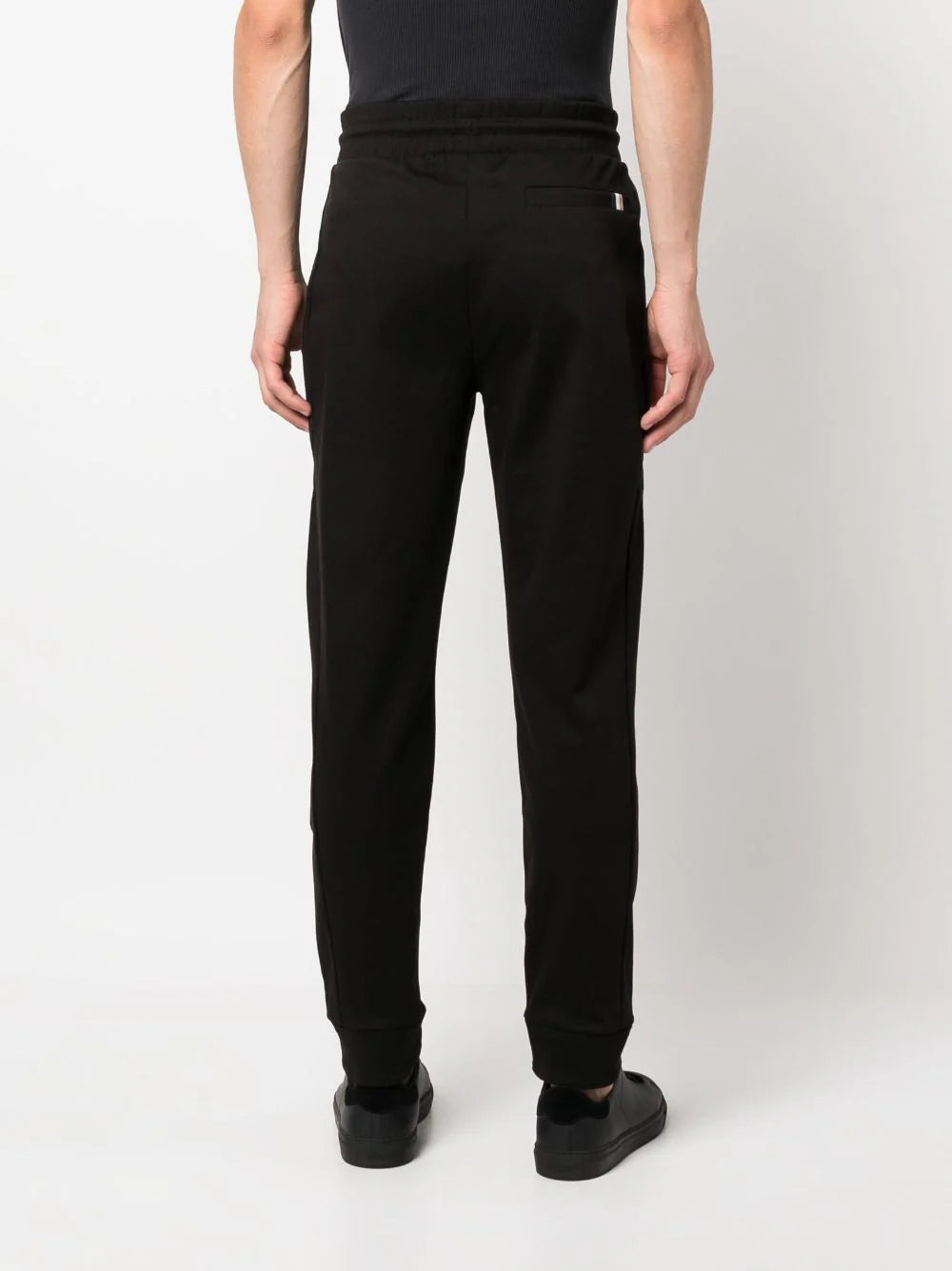 BOSS MEN Logo-patch Slim Track Trousers Black - MAISONDEFASHION.COM