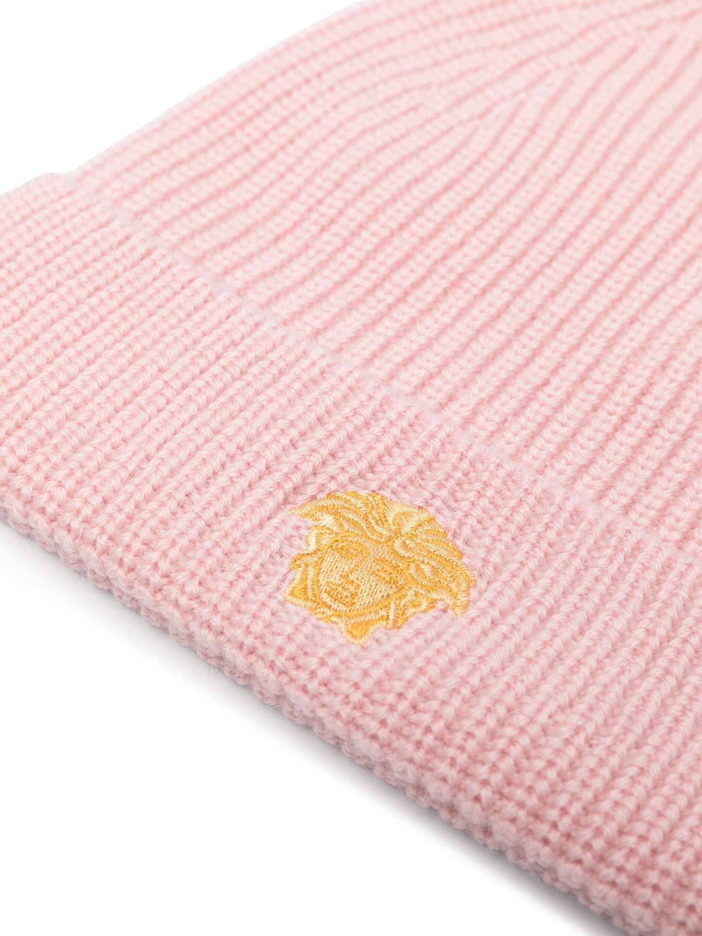 VERSACE KIDS Girls Embroidered Medusa Kids Knit Beanie Pink - MAISONDEFASHION.COM