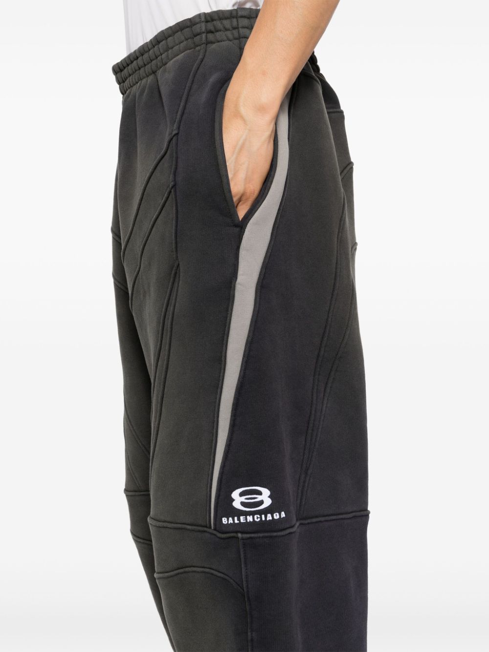 BALENCIAGA Unity Sports Icon Panelled Sweat Pants Black White - MAISONDEFASHION.COM