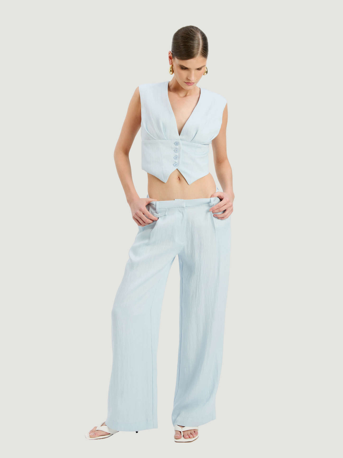 BARDOT WOMEN Geordy Hipster Trousers Soft Blue - MAISONDEFASHION.COM