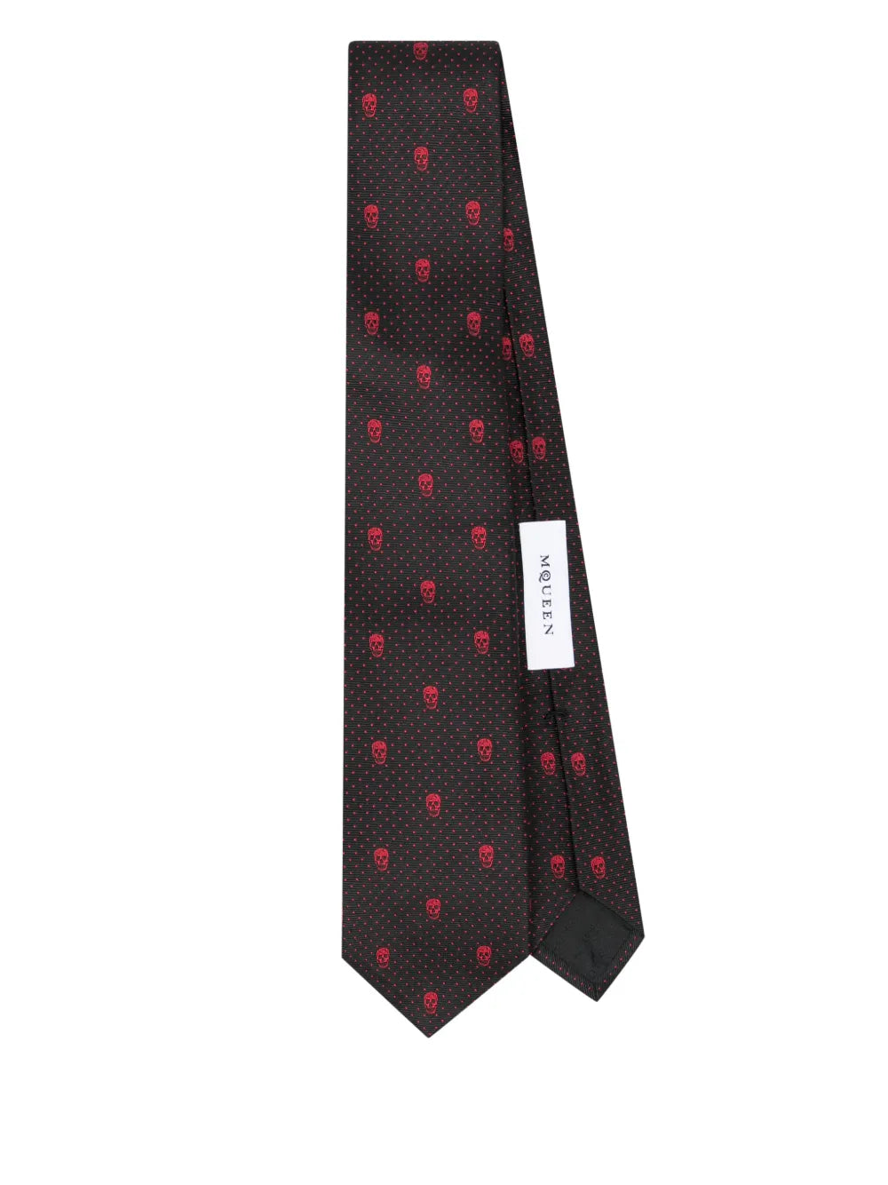 ALEXANDER MCQUEEN Skull Polka Dots Pattern Print Tie Black Red