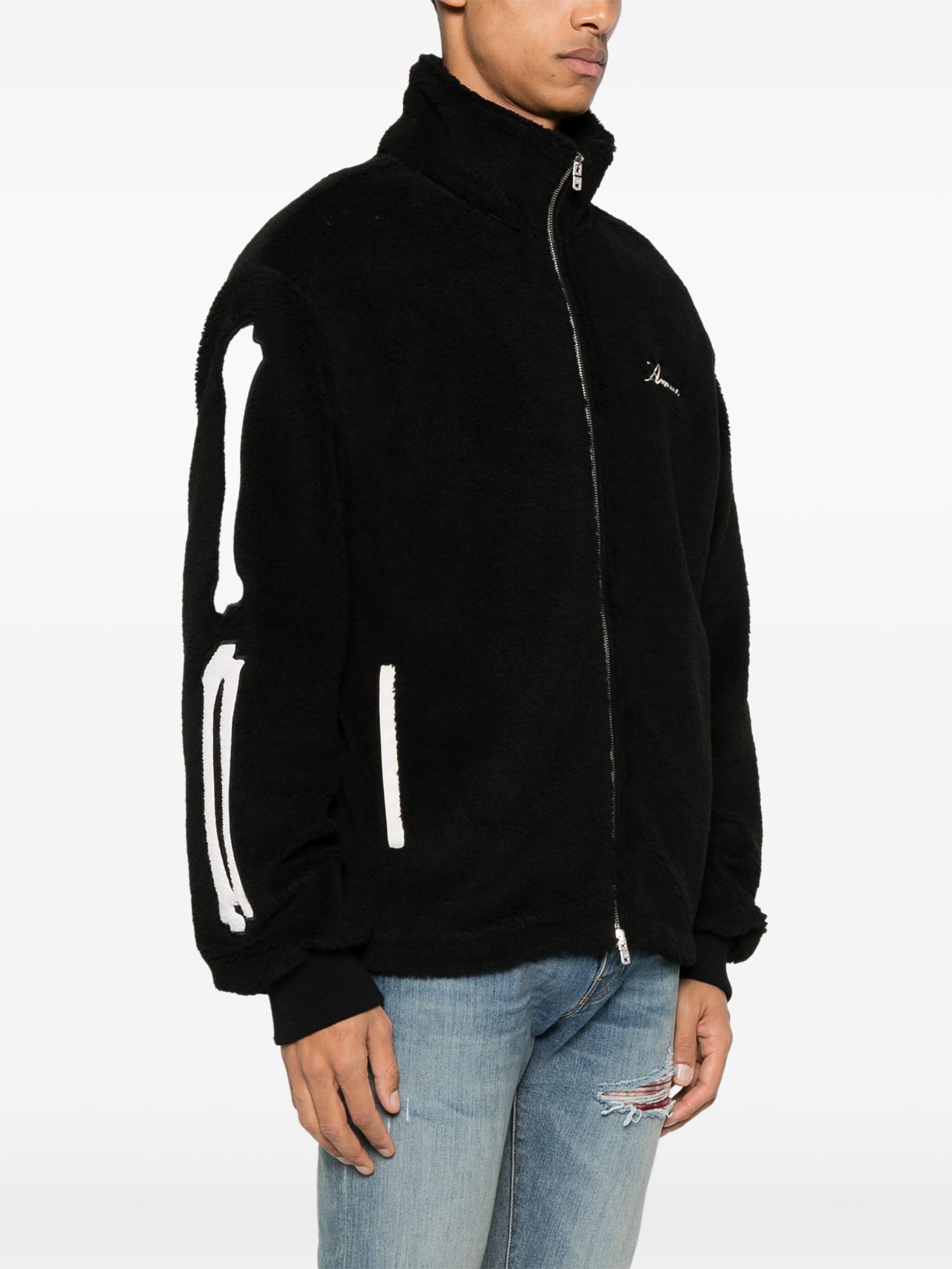 ジャケット・アウター AMIRI BONES Teddy Jacket AMIRI Bones Appliqué wool-blend Bomber Jacket | Black | FARFETCH