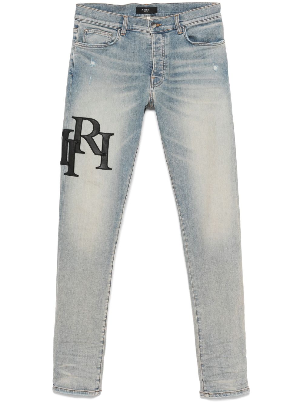 AMIRI Staggered Logo Skinny Jeans Antique - MAISONDEFASHION.COM