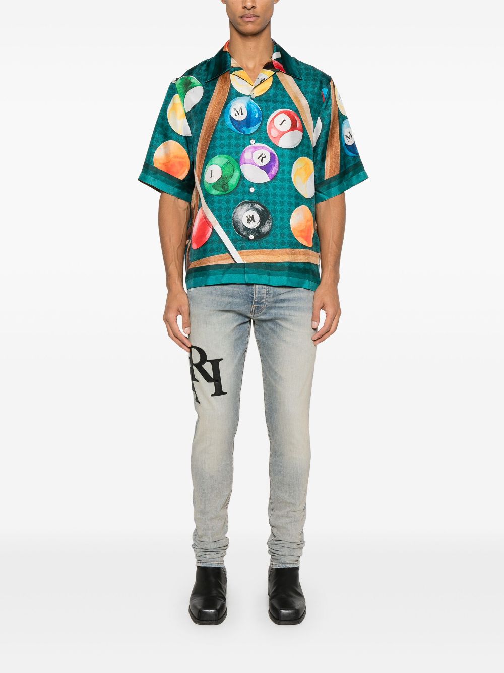 AMIRI Staggered Logo Skinny Jeans Antique - MAISONDEFASHION.COM