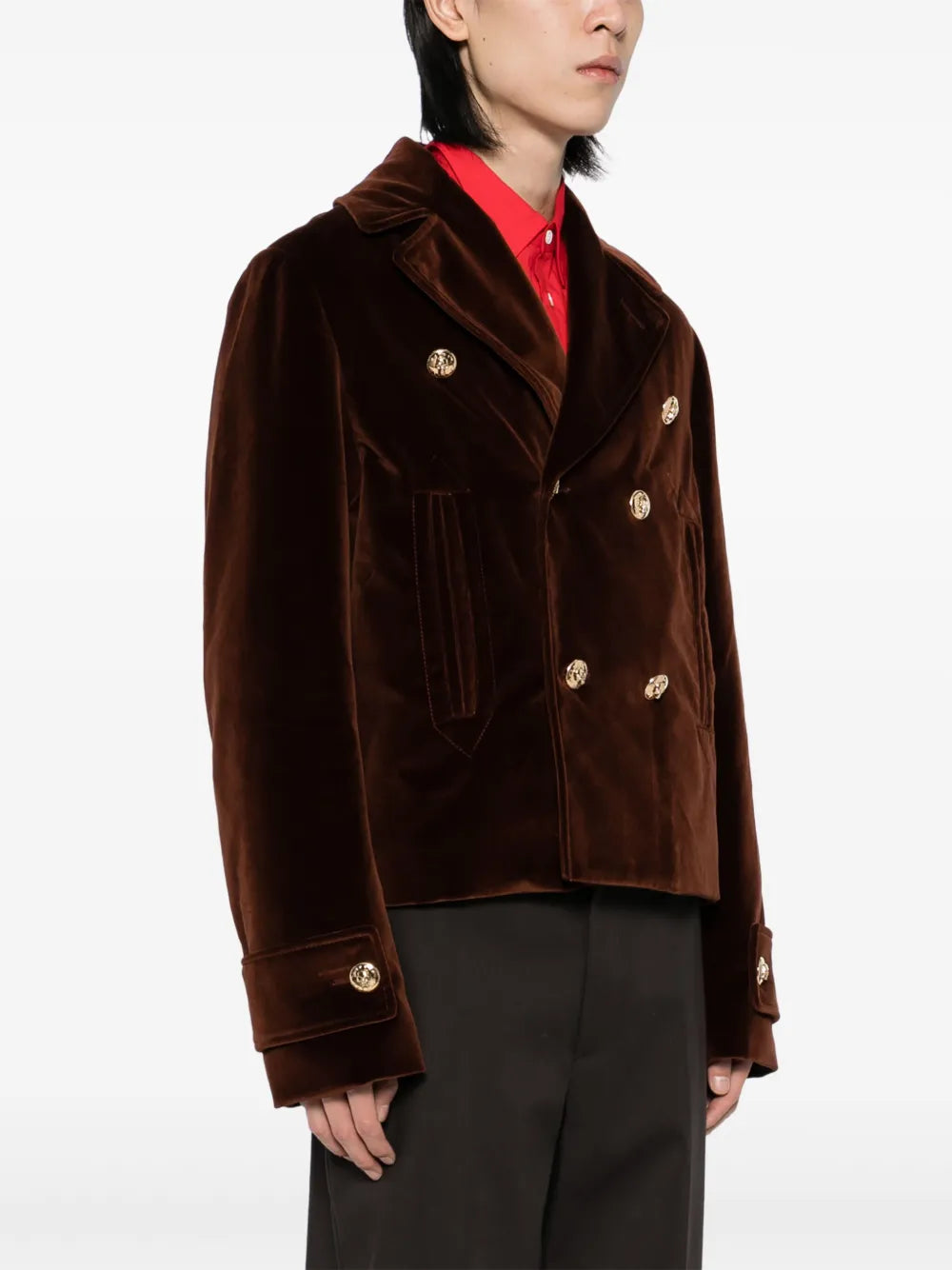 ALEXANDER MCQUEEN Double-Breasted Outerwear Jacket Brown