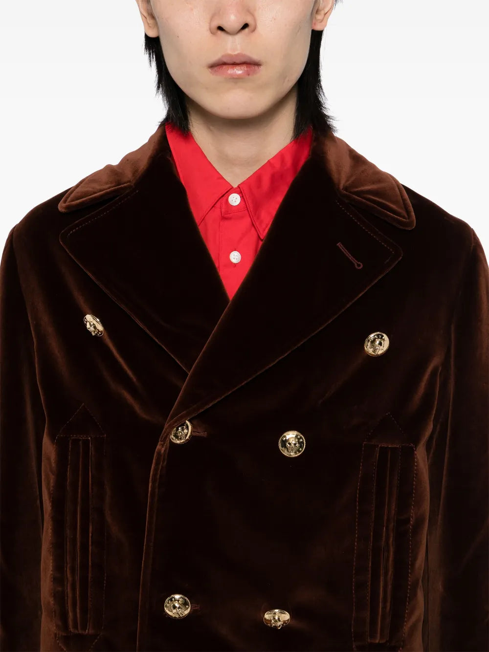 ALEXANDER MCQUEEN Double-Breasted Outerwear Jacket Brown