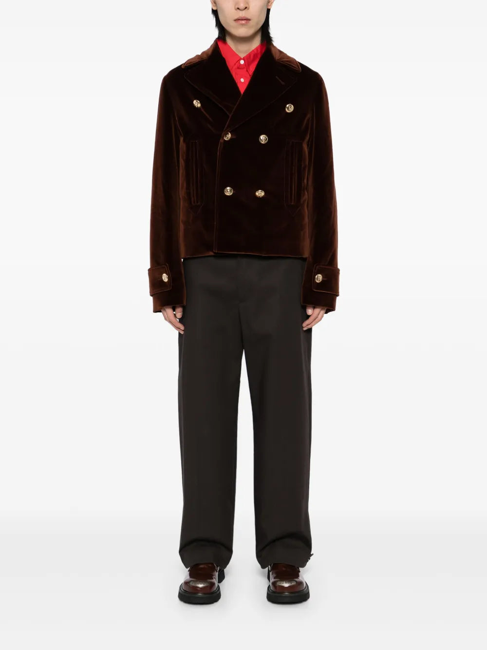 ALEXANDER MCQUEEN Double-Breasted Outerwear Jacket Brown