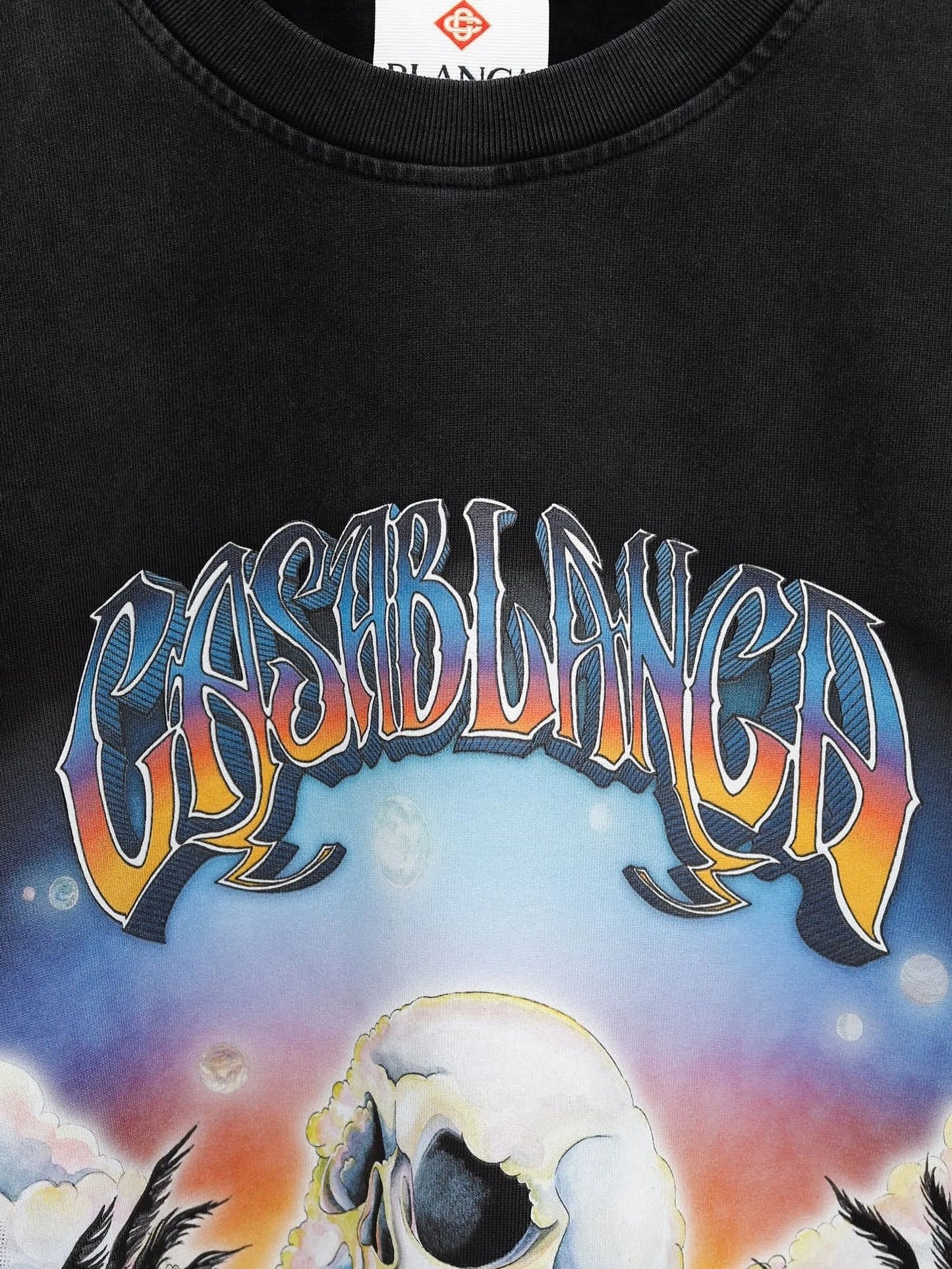 CASABLANCA La Premonition Hotfix Printed T-Shirt Faded Black
