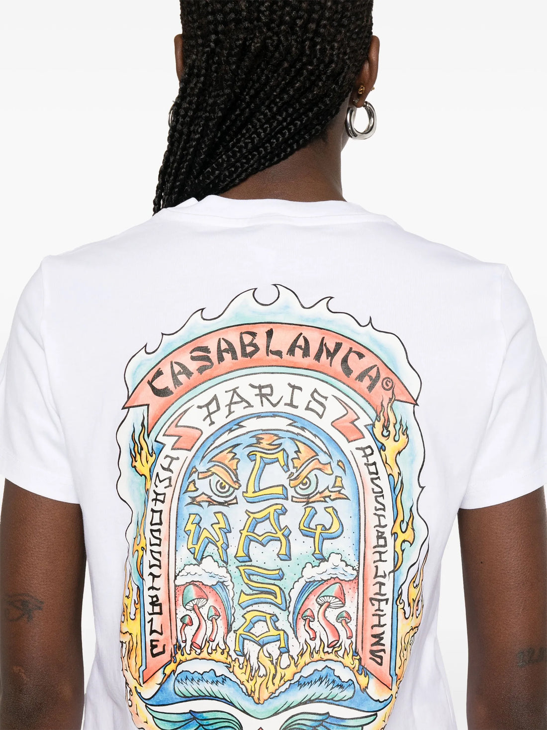 CASABLANCA WOMEN Casa Way Skate Fitted T-Shirt White - MAISONDEFASHION.COM