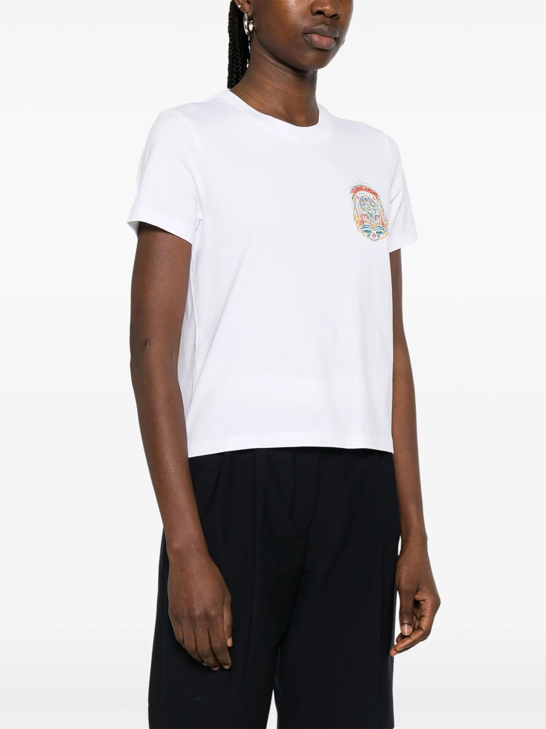 CASABLANCA WOMEN Casa Way Skate Fitted T-Shirt White - MAISONDEFASHION.COM