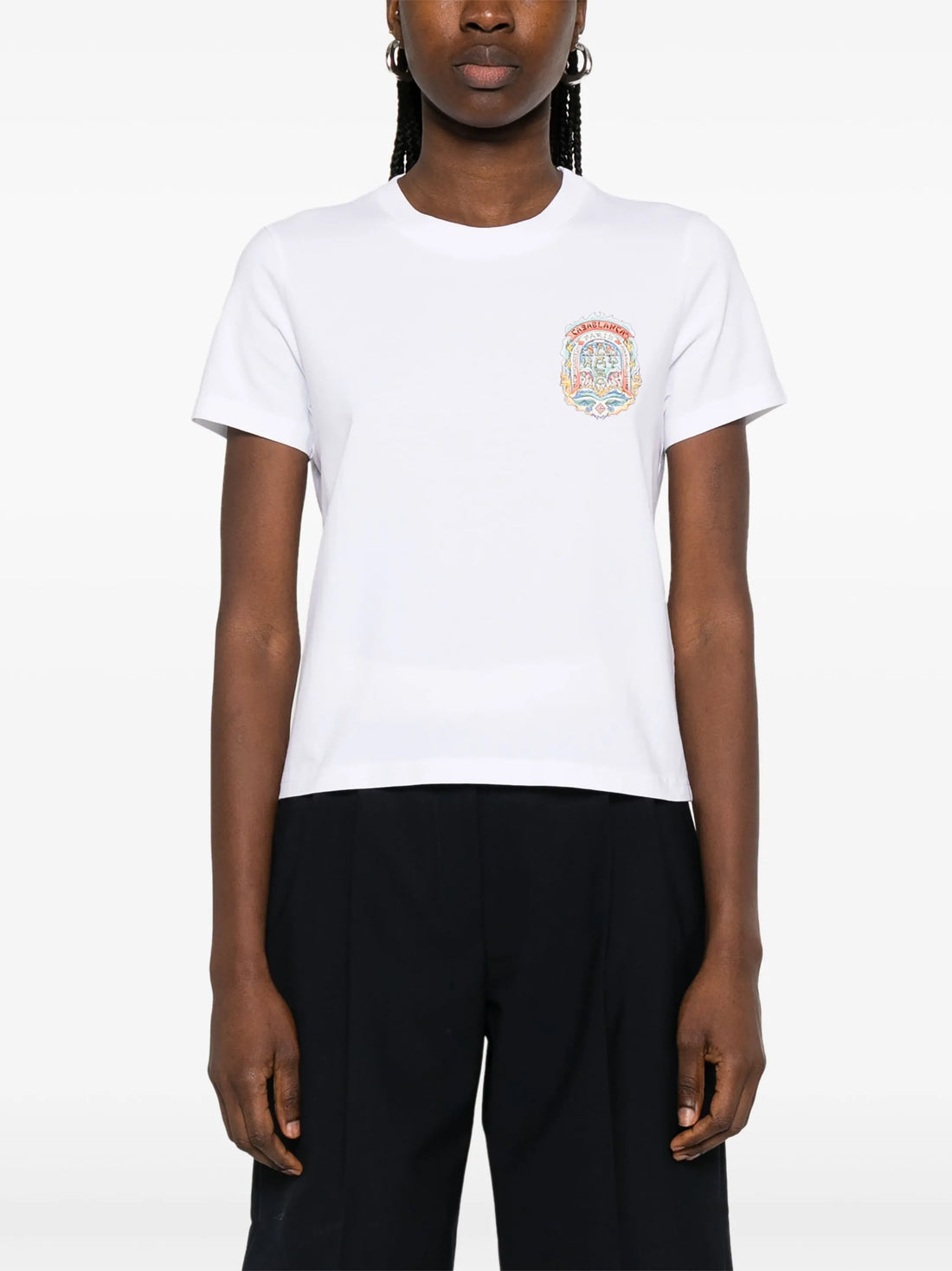CASABLANCA WOMEN Casa Way Skate Fitted T-Shirt White - MAISONDEFASHION.COM