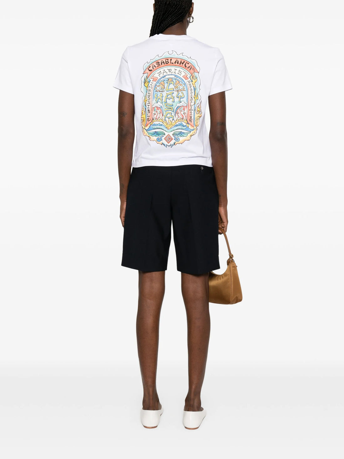 CASABLANCA WOMEN Casa Way Skate Fitted T-Shirt White - MAISONDEFASHION.COM