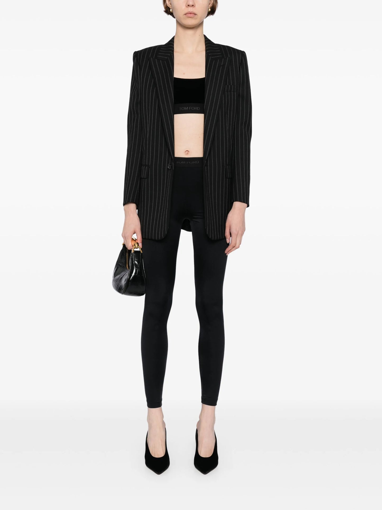 パンツ TOM FORD WOMEN Black Logo Stretch Lycra Leggings Black TOM FORD WOMEN Black Logo Stretch Lycra Leggings Black