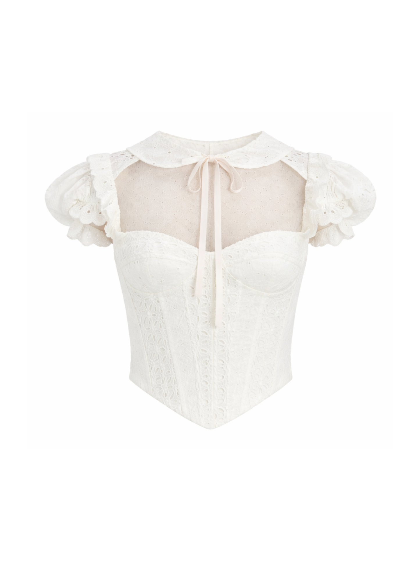 BARDOT WOMEN Allington Broderie Corset Top Orchid White - MAISONDEFASHION.COM