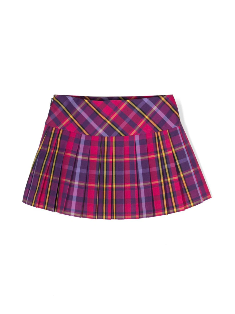VERSACE KIDS Girls Tartan-pattern Pleated Skirt Purple/Multicolour - MAISONDEFASHION.COM