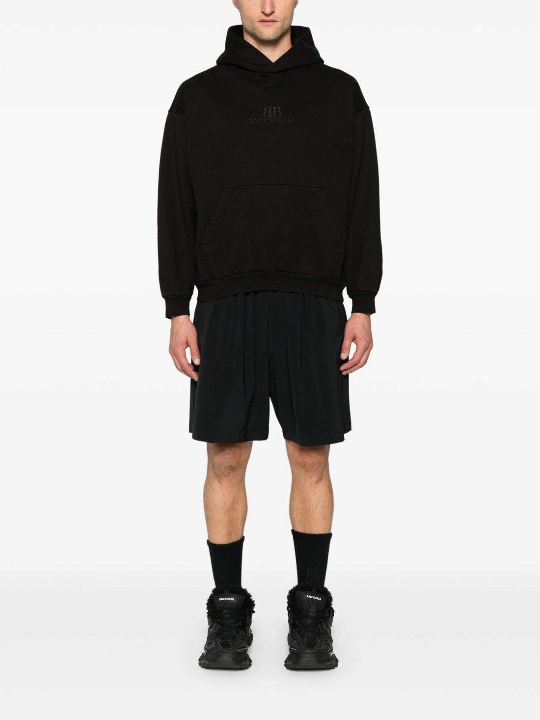 BALENCIAGA Logo-Print Track Shorts Black