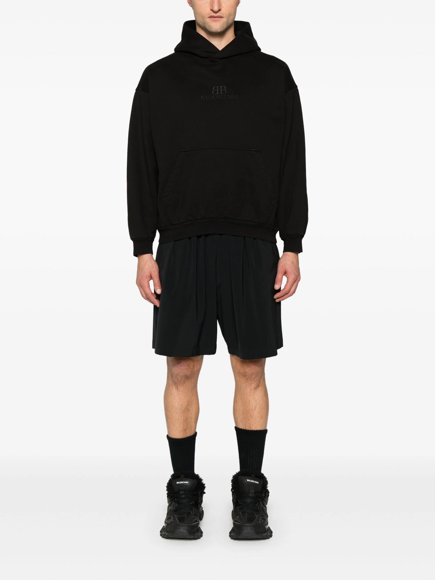 ハーフ・ショートパンツ BALENCIAGA Logo-Print Track Shorts Black Balenciaga Logo-print Track Shorts In Black/white | ModeSens