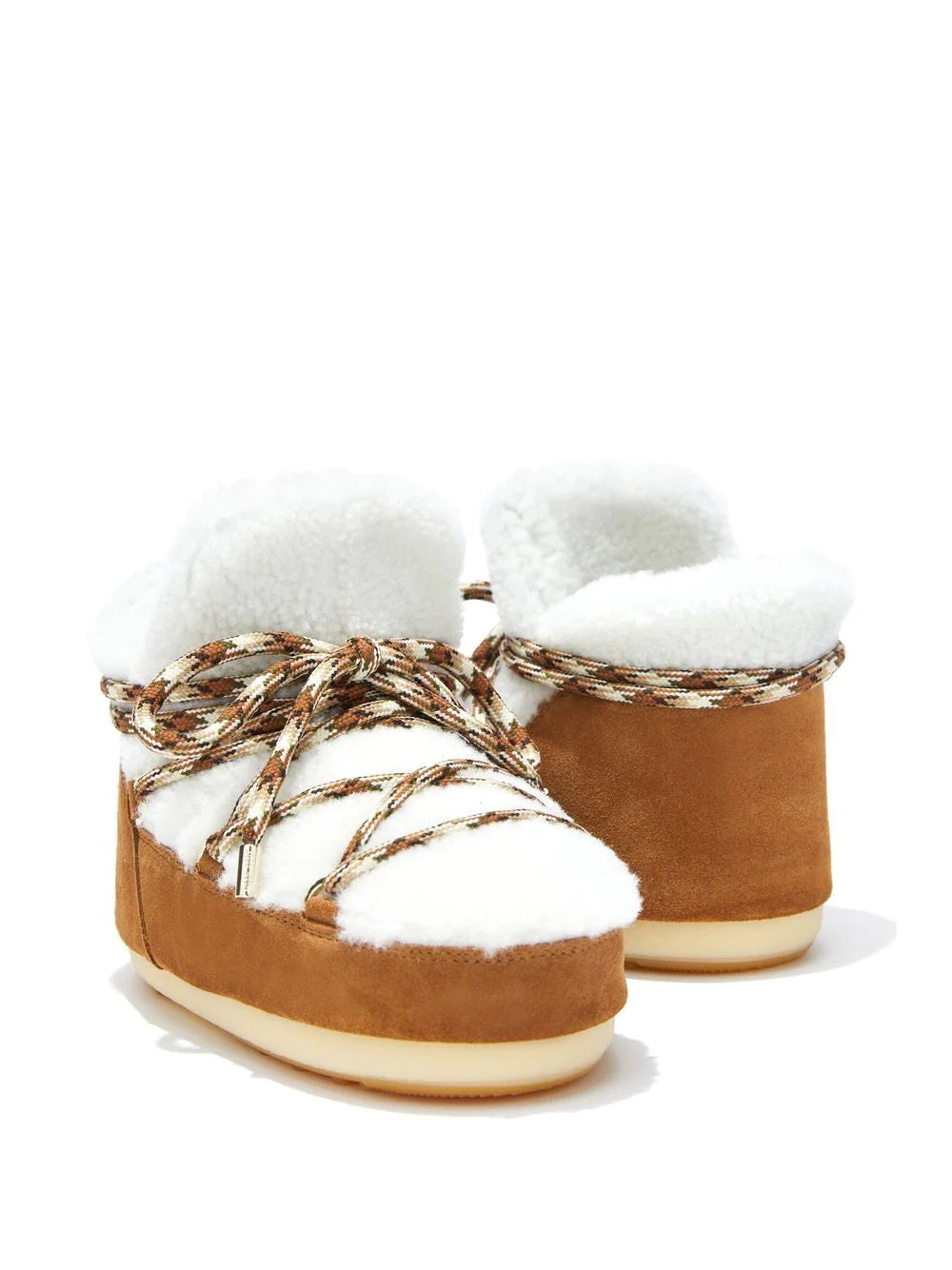MOON BOOT KIDS MB Lace Up Pumps Shearling Whisky Off White - MAISONDEFASHION.COM