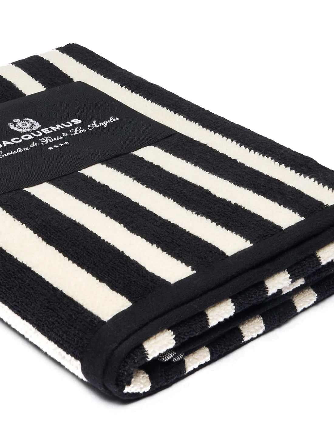 JACQUEMUS Striped Beach Towel Black - MAISONDEFASHION.COM