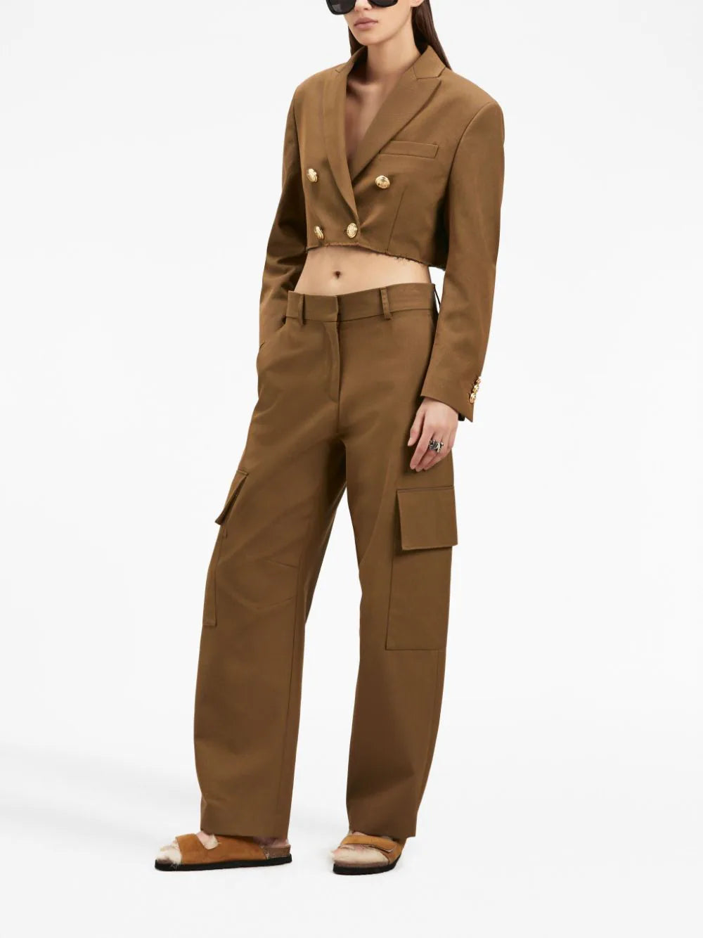 PALM ANGELS WOMEN Suit Cargo Pants Brown/Black - MAISONDEFASHION.COM