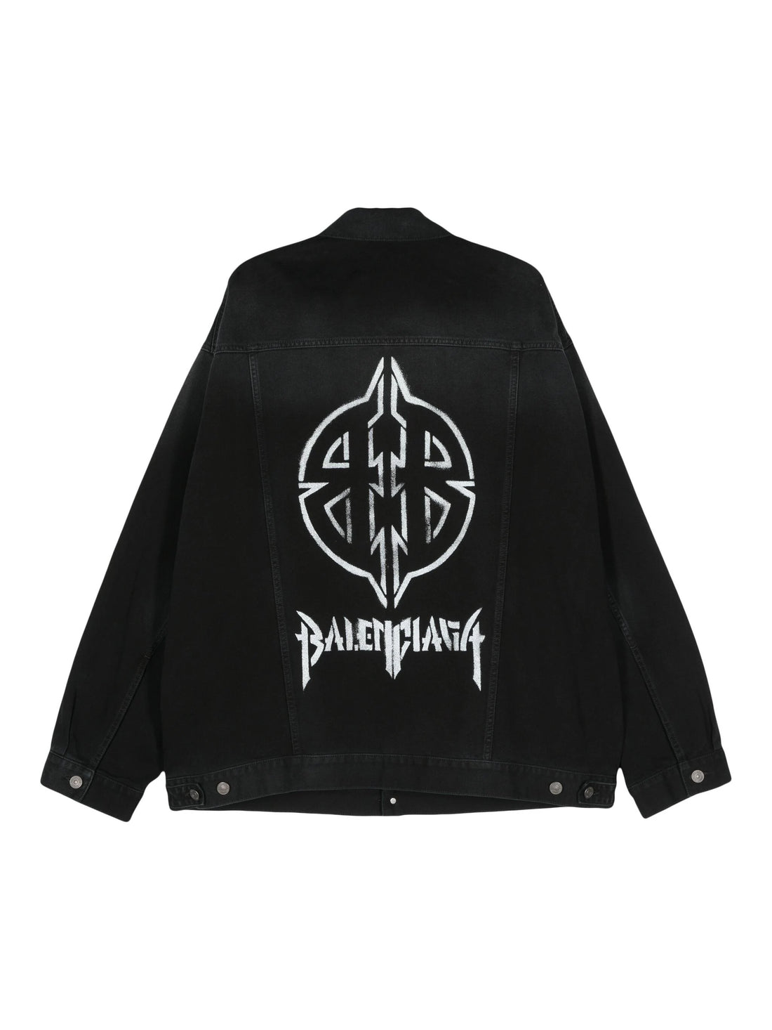 BALENCIAGA Metal BB Logo-Print Denim Jacket Black