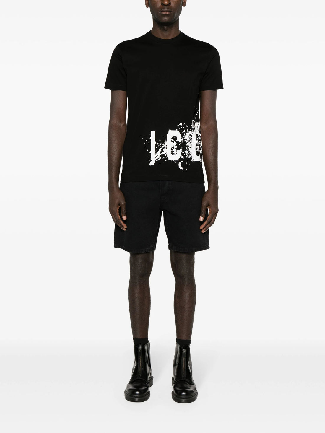 DSQUARED2 Icon Splash Cool Fit Cotton T-Shirt Black - MAISONDEFASHION.COM