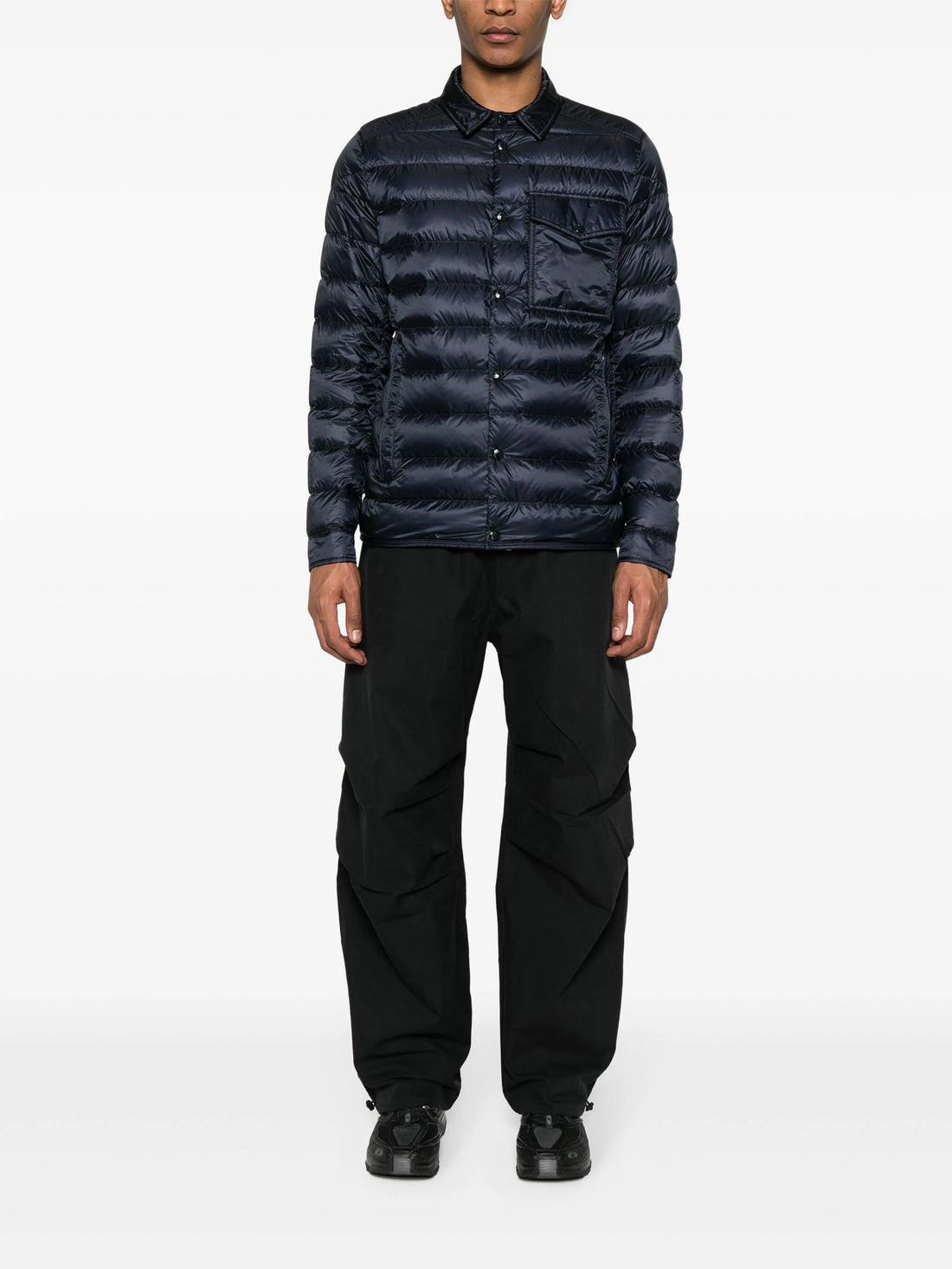 MONCLER Tenibres Logo Patch Padded Jacket Navy