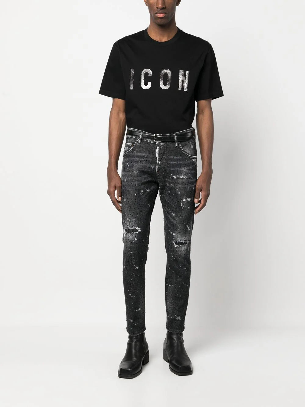 DSQUARED2 Studded Icon T-Shirt Black - MAISONDEFASHION.COM