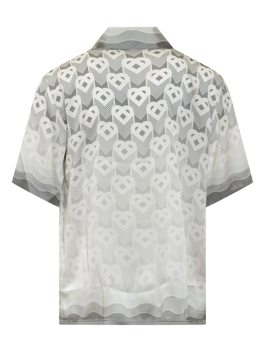 CASABLANCA UNISEX Short Sleeve Cuban Collar Shirt Gradient Heart Monogram Grey