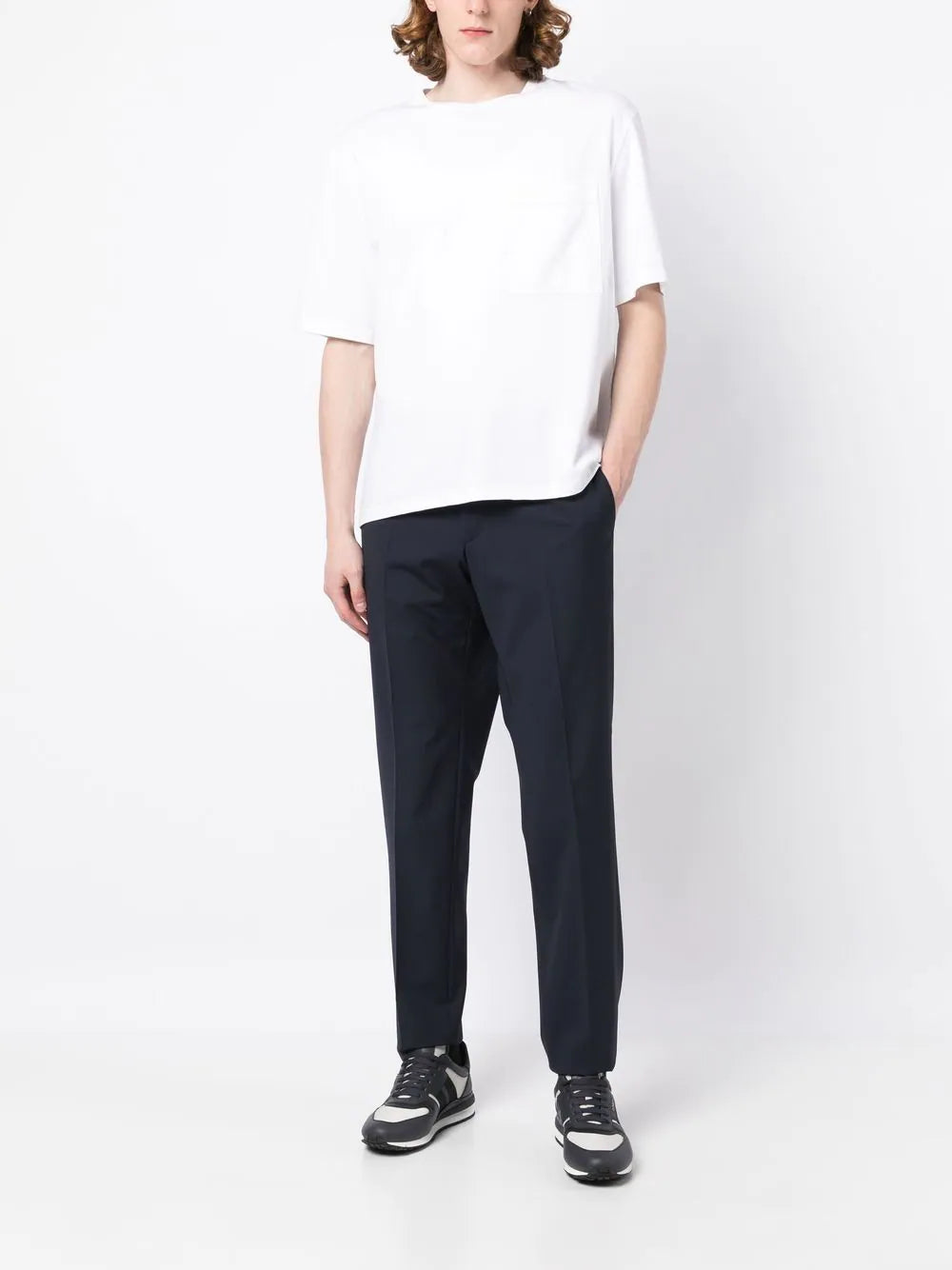 BOSS Slim-fit Trousers Open Blue - MAISONDEFASHION.COM