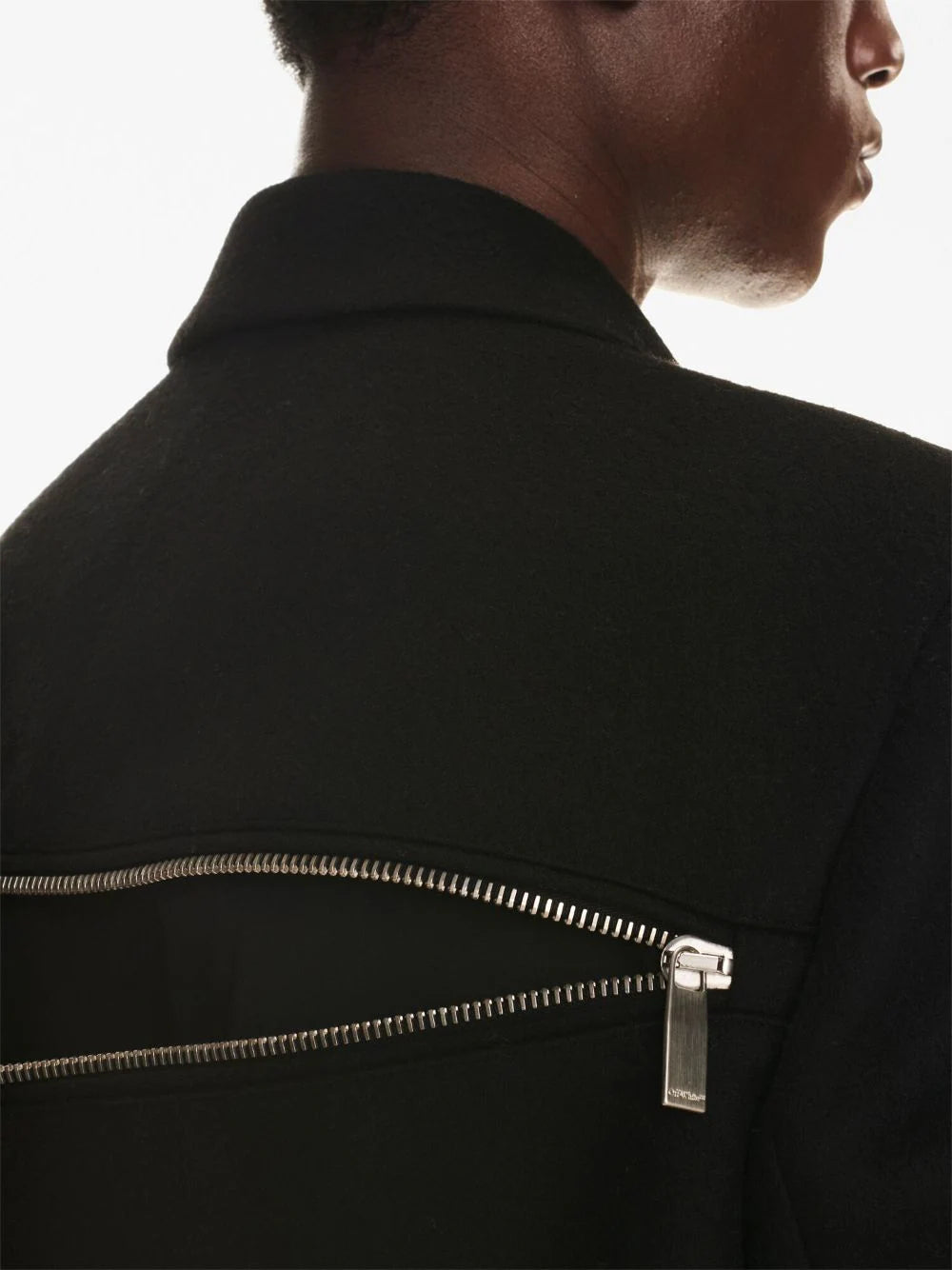 OFF-WHITE MEN Zip Detail Virgin Wool Jacket Black - MAISONDEFASHION.COM